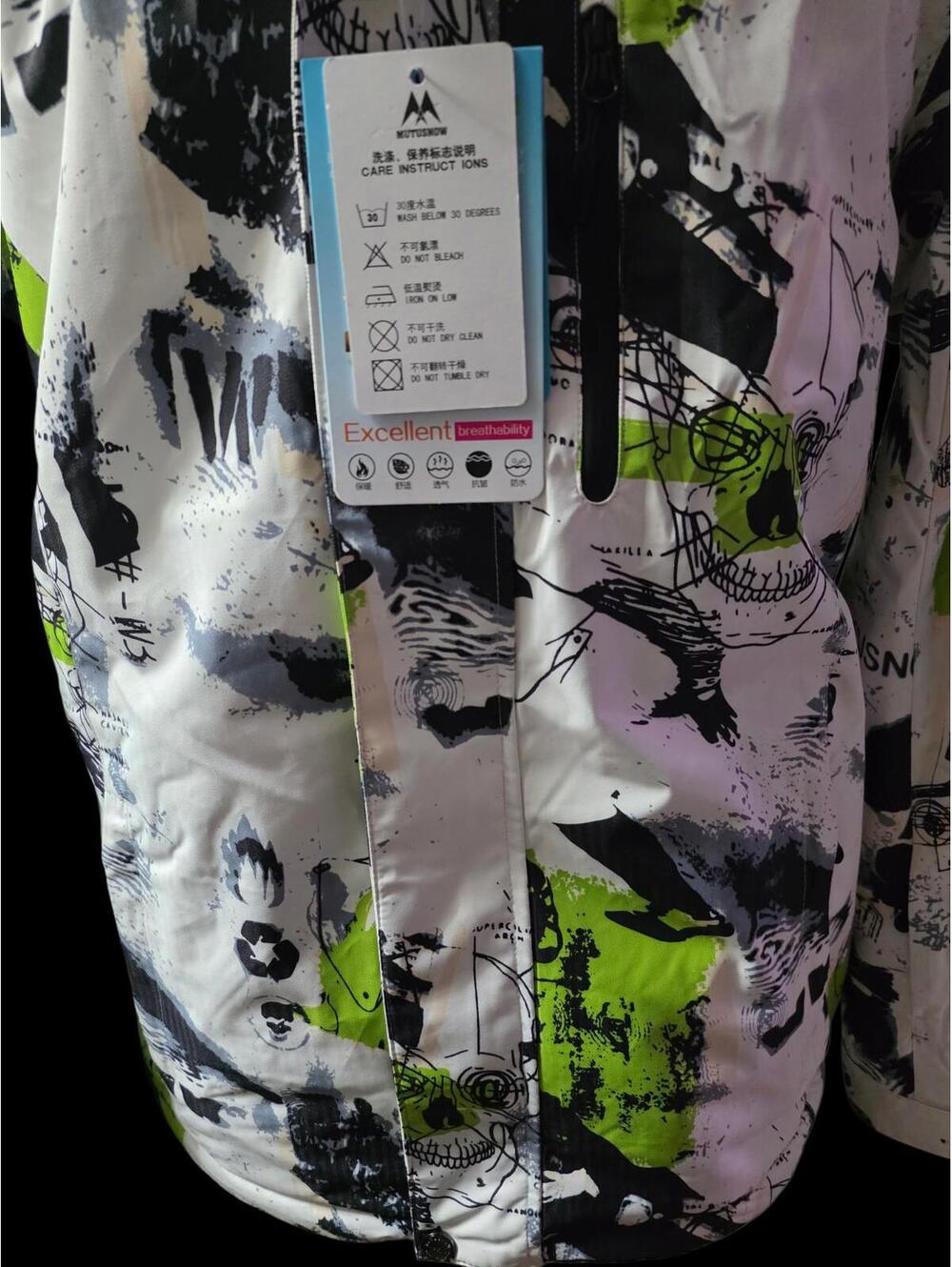 Men's Small Green/White "MutuSnow" insulated & Waterproof Winter Ski Jacket, NWT - Picture 3 of 12